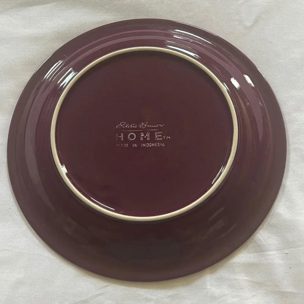 Eddie Bauer Home Salad Plate Burgundy Red Stoneware Glossy Dinnerware 8 inch